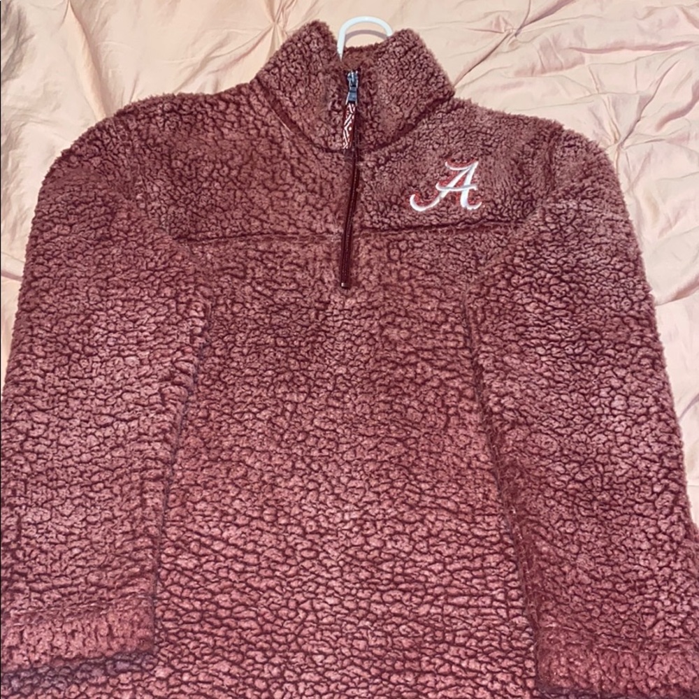 Red fluffy Alabama jacket